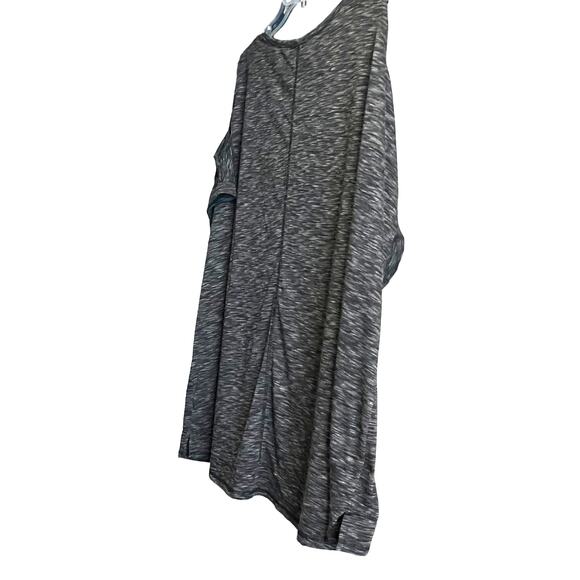 BCG PLUS COLD SHOULDER CAP SLEEVE SCOOP NECK BLOUSE, WOMENS, 3X, HEATHER GREY - Picture 5 of 12